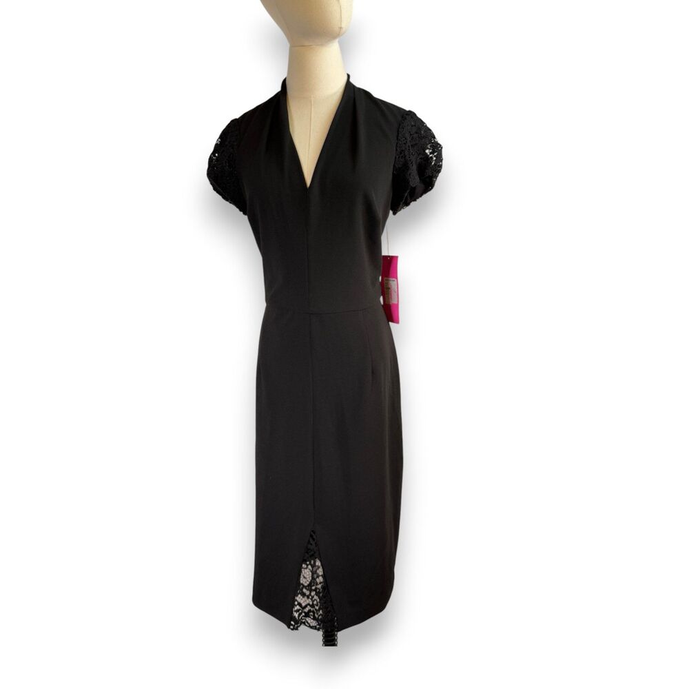 Betsey Johnson | NWT | Black Lace Cap Sleeves Crochet Midi Corpgoth | Sz 12